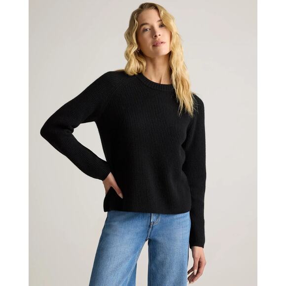 Quince Sweaters - Quince Mongolian Cashmere Fisherman Crewneck Sweater Black Size M Pullover NWT